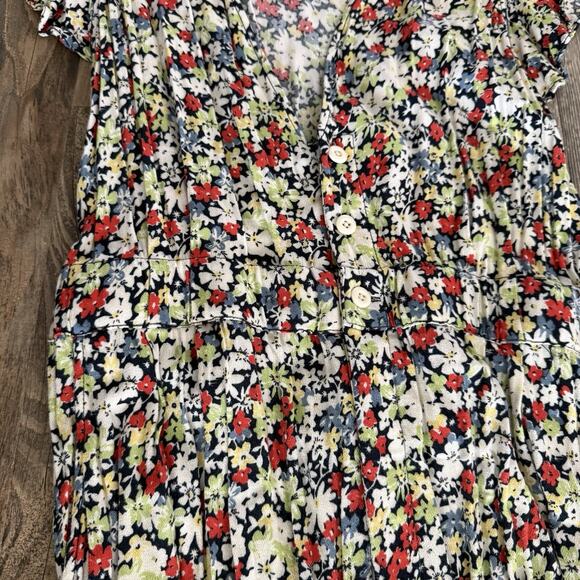 Free People Ruffle Your Feathers Floral Wide Leg Jumpsuit Women’s Large - Picture 8 of 11